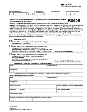 Antrag auf große Witwenrente / Witwerrente