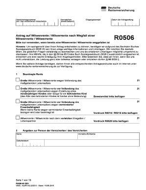 Antrag auf Witwenrente / Witwerrente nach Wegfall einer Witwenrente / Witwerrente R0506