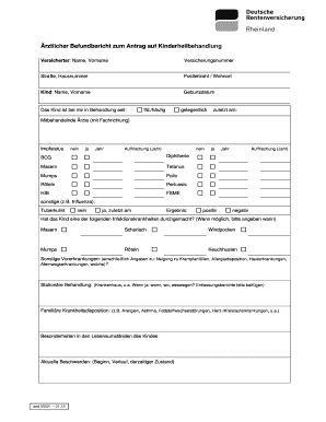 Ärztlicher Befundbericht zum Antrag auf Kinderheilbehandlung