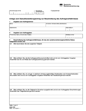 Anlage zum Statusfeststellungsantrag