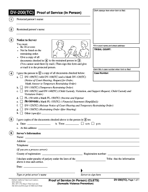 Proof of Service In Person Form