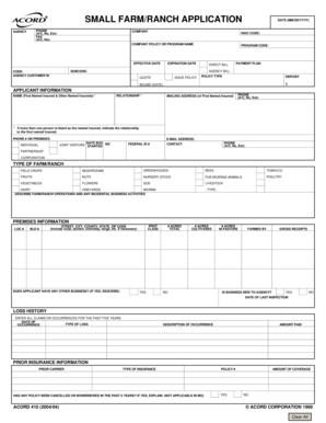 Small Farm/Ranch Insurance Application