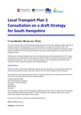 Local Transport Plan 3 Consultation Response Form