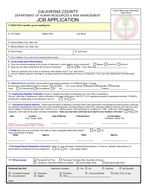 Calaveras County Job Application Form