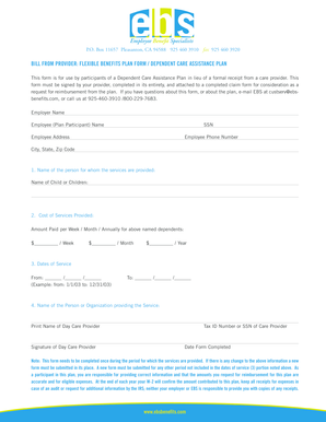 Dependent Care Assistance Plan Form
