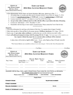 2014 Dog License Request Form