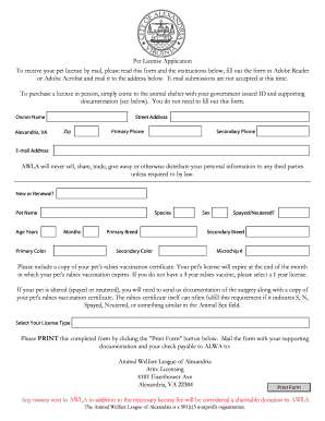 Pet License Application