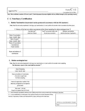 Veterinary Certification Form C