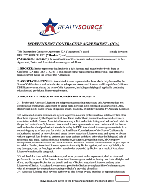 Independent Contractor Agreement for California Real Estate