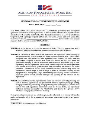 Wholesale Account Executive Agreement