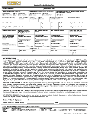 Merchant Pre-Qualification Form