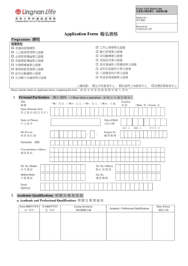 Lingnan Institute of Further Education Certificate Course Application Form