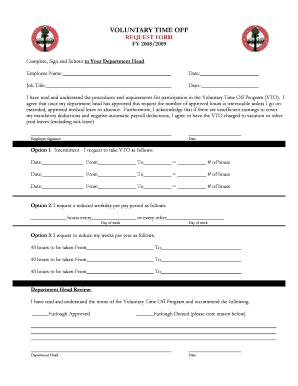 Voluntary Time Off Request Form