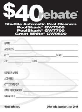 Sta-Rite Pool Cleaner Rebate Form