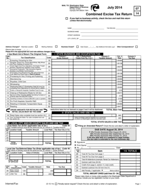 Washington Combined Excise Tax Return