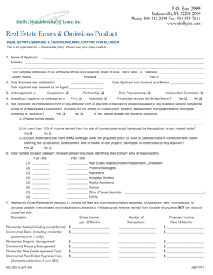Florida Real Estate Errors & Omissions Application