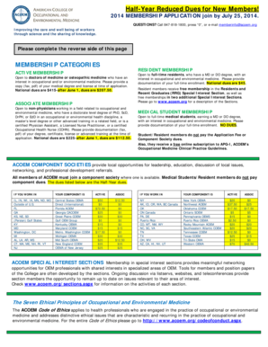 ACOEM 2014 Membership Application