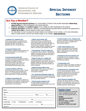 ACOEM Special Interest Sections Registration Form