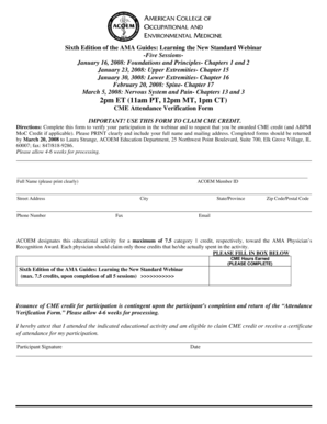 CME Attendance Verification Form