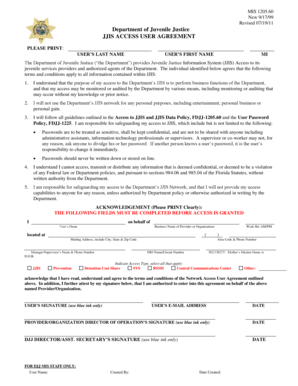 Florida JJIS Access User Agreement