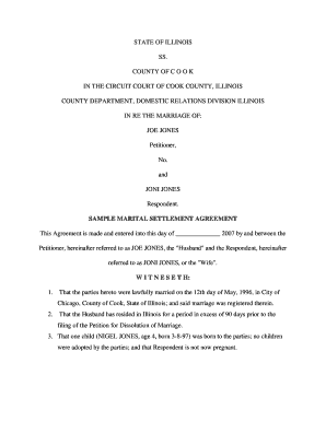 Illinois Marital Settlement Agreement