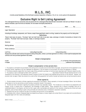 Exclusive Right to Sell Listing Agreement