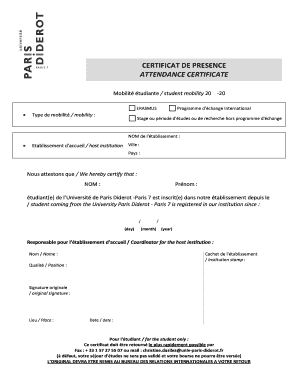 Certificat de Présence