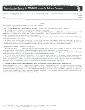 Comprehensive Rider to FAR/BAR Contract for Sale and Purchase