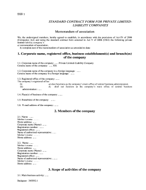 Hungarian Private Limited-Liability Company Memorandum of Association