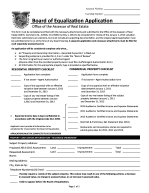 Board of Equalization Application
