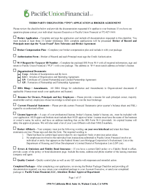 Third Party Originator Broker Application Agreement