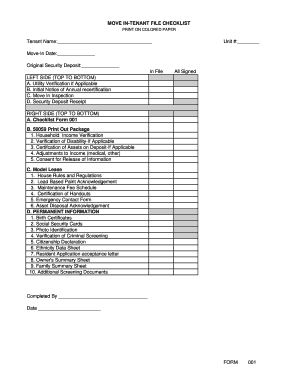 Move-In Tenant File Checklist