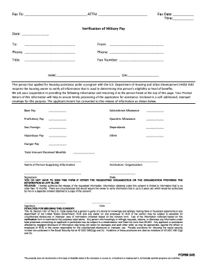 Verification of Military Pay Form