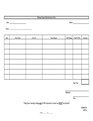 Printable mileage reimbursement form - 078 Mileage Expense Reimbursement Form