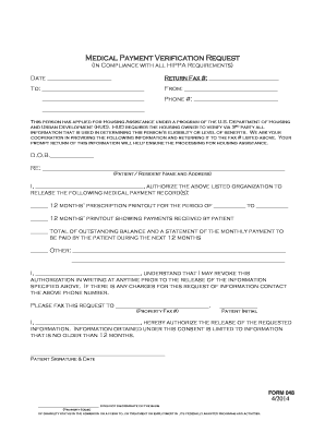 Medical Payment Verification Request Form