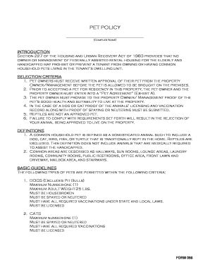 Pet Policy Agreement