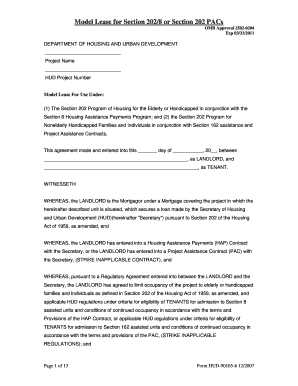 Model Lease for Section 202/8 or Section 202 PACs