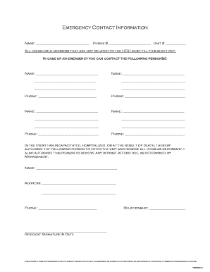 Emergency Contact Information Form