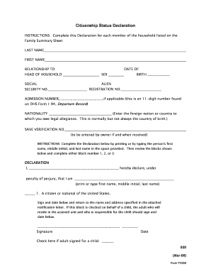 Citizenship Status Declaration Form