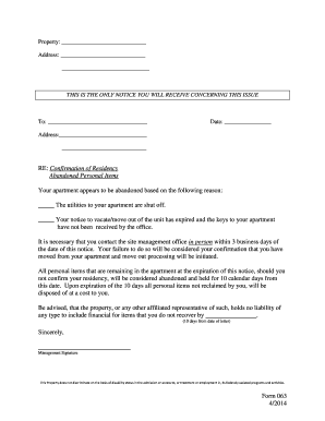 Abandoned Personal Items Notice