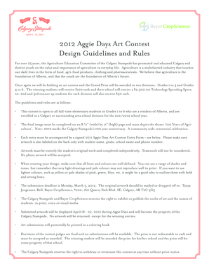 2012 Aggie Days Art Contest Entry Form