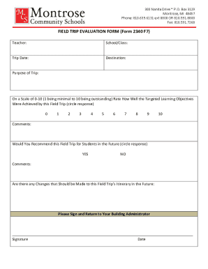 trip evaluation form