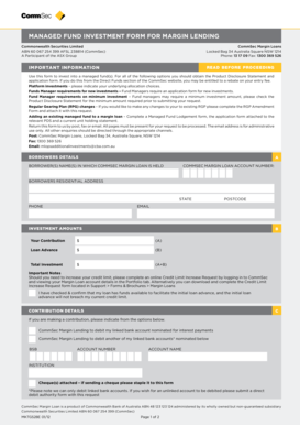 Managed Fund Investment Form for Margin Lending