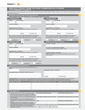 One Off Trade Form for Non Commonwealth Bank Clients