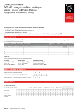 Swinburne University Direct Application Form