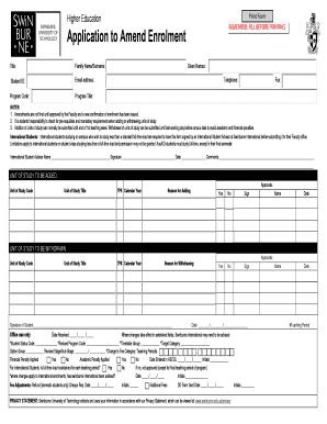 Application to Amend Enrolment