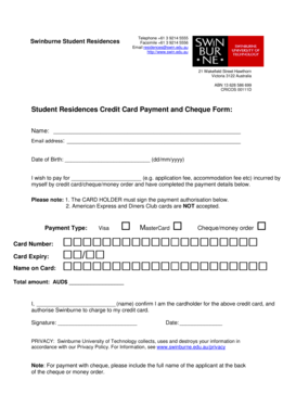 Payment Form - Swinburne University of Technology - swinburne edu