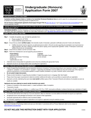 Undergraduate Honours Application Form