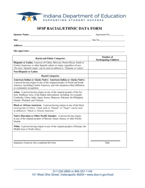 SFSP Racial/Ethnic Data Form