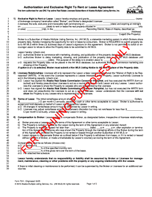 Authorization and Exclusive Right To Rent or Lease Agreement